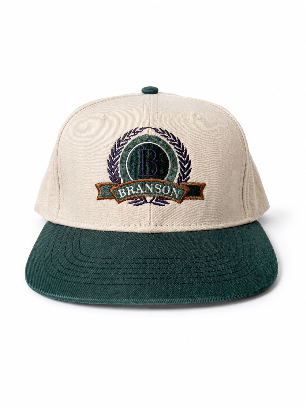 Vintage Branson Missouri Strapback Hat 
Collegiate Made USA Green Beige Cap O/S